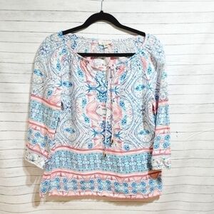 CHARTER CLUB 100% LINEN 3/4 SLEEVE SHIRT, SZ SMALL PETITE